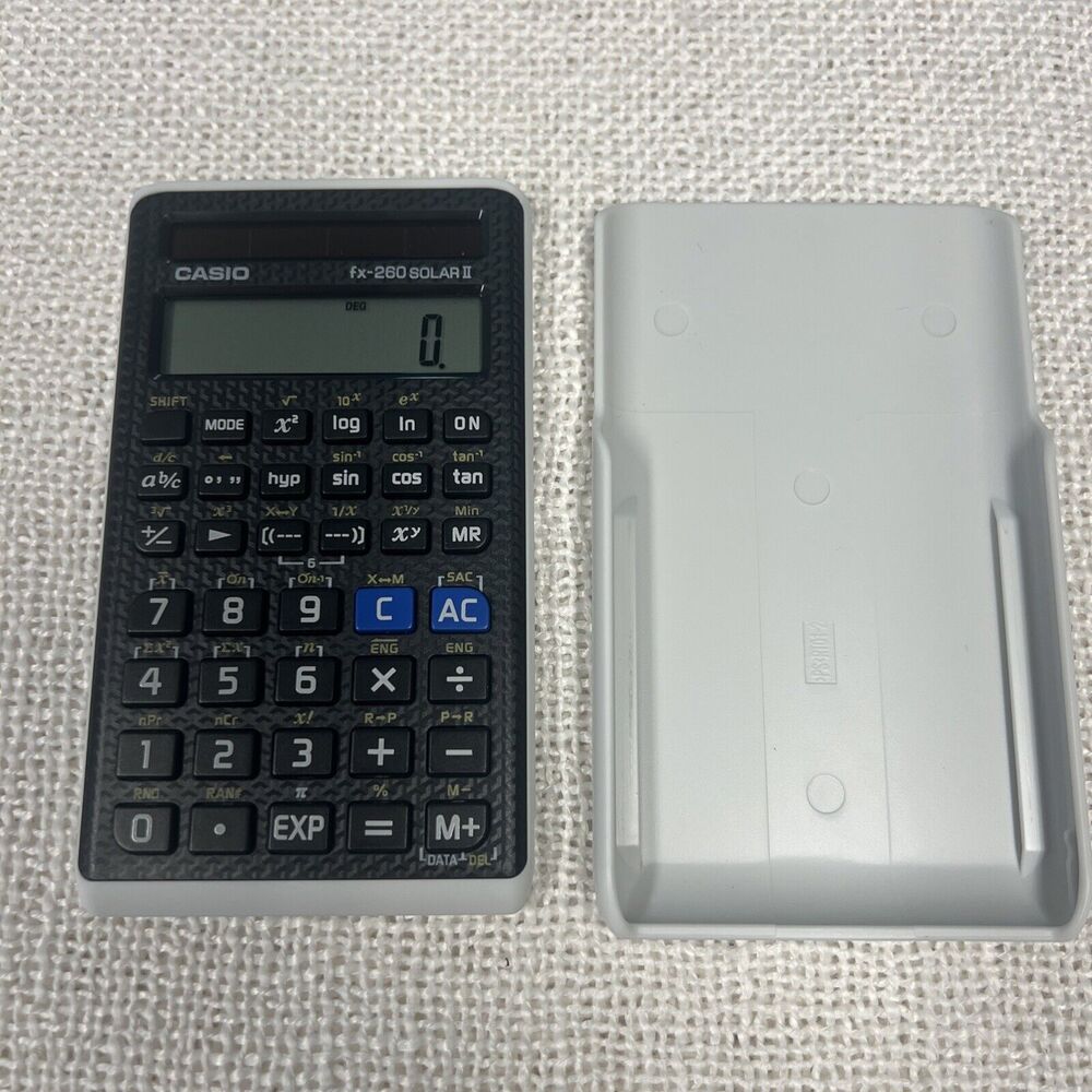 Casio FX-260 Solar II Calculator With Protective Case - Tested - White